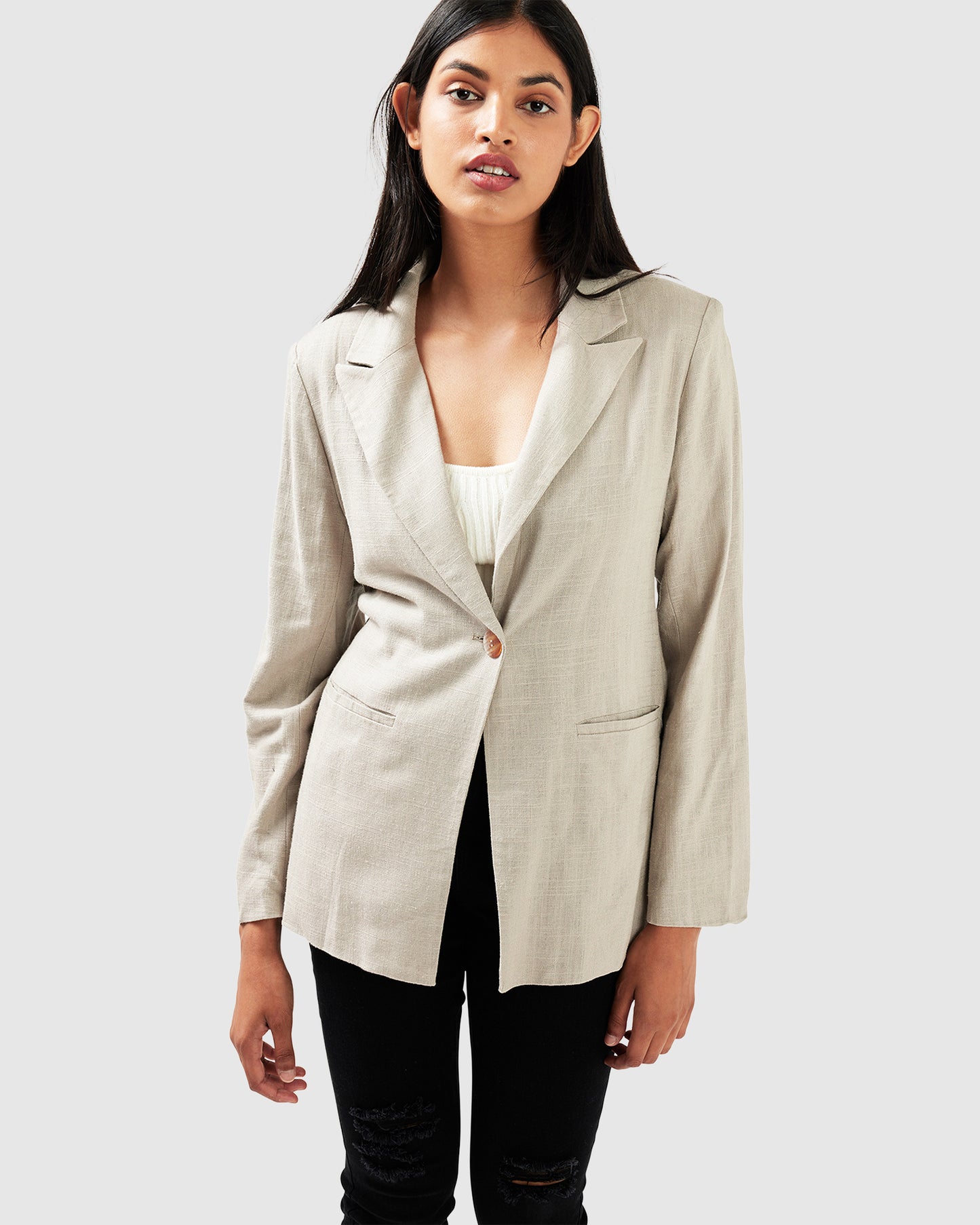 Synergy Wrap Blazer - Warm Grey