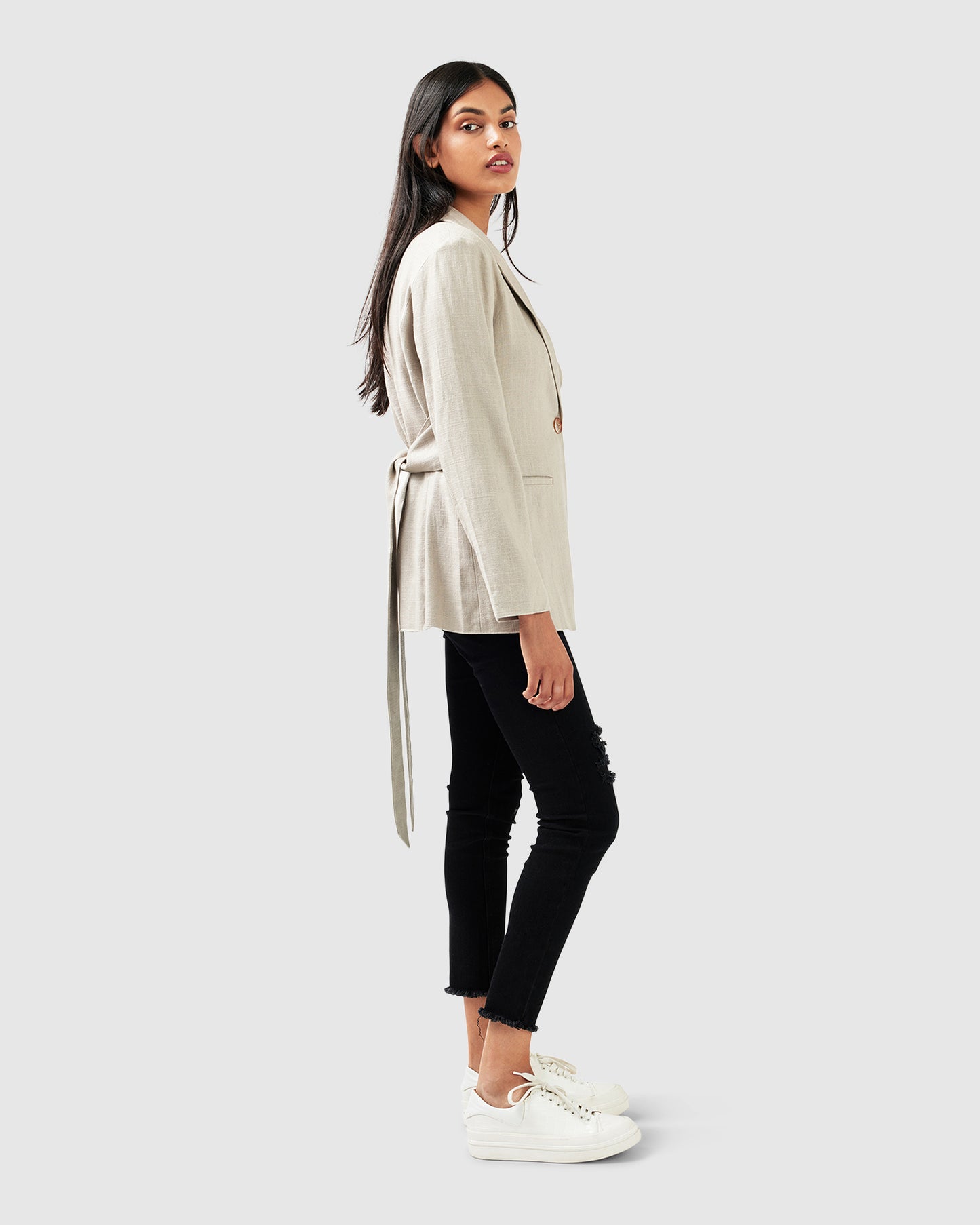 Synergy Wrap Blazer - Warm Grey