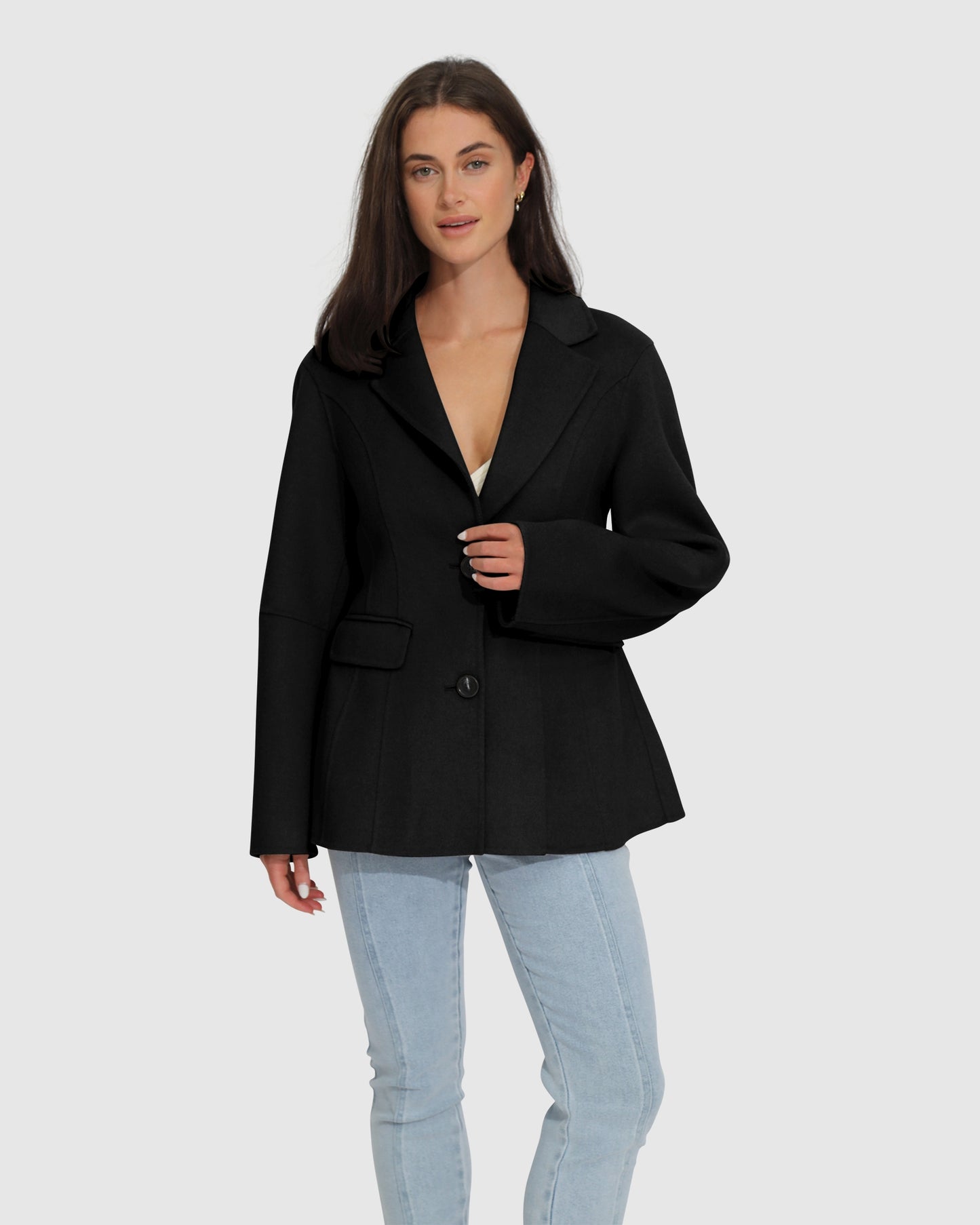 Stuck On You Cinch Waist Coat - Black