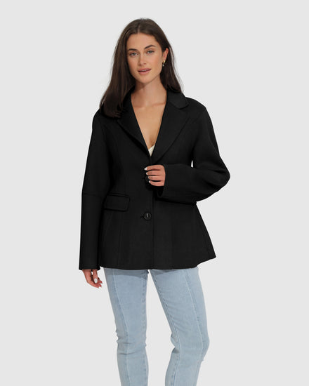 Stuck On You Cinch Waist Coat - Black