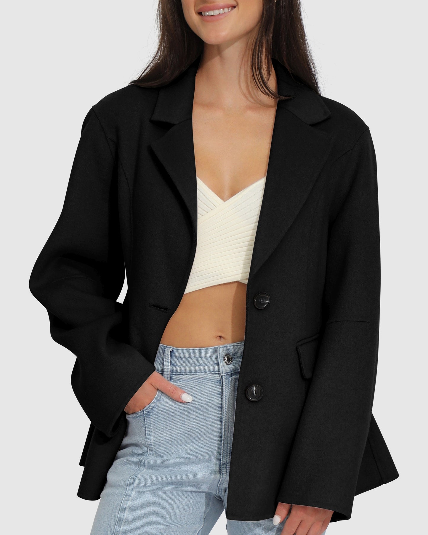 Stuck On You Cinch Waist Coat - Black