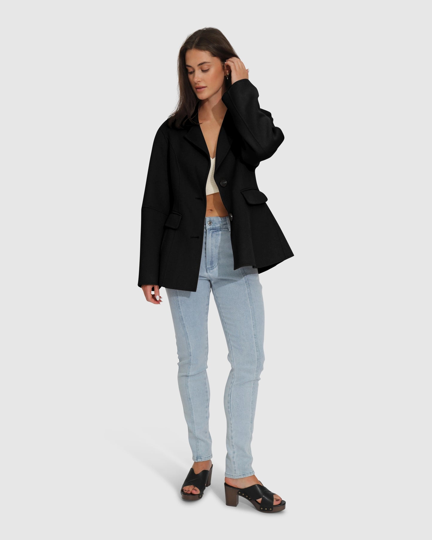 Stuck On You Cinch Waist Coat - Black
