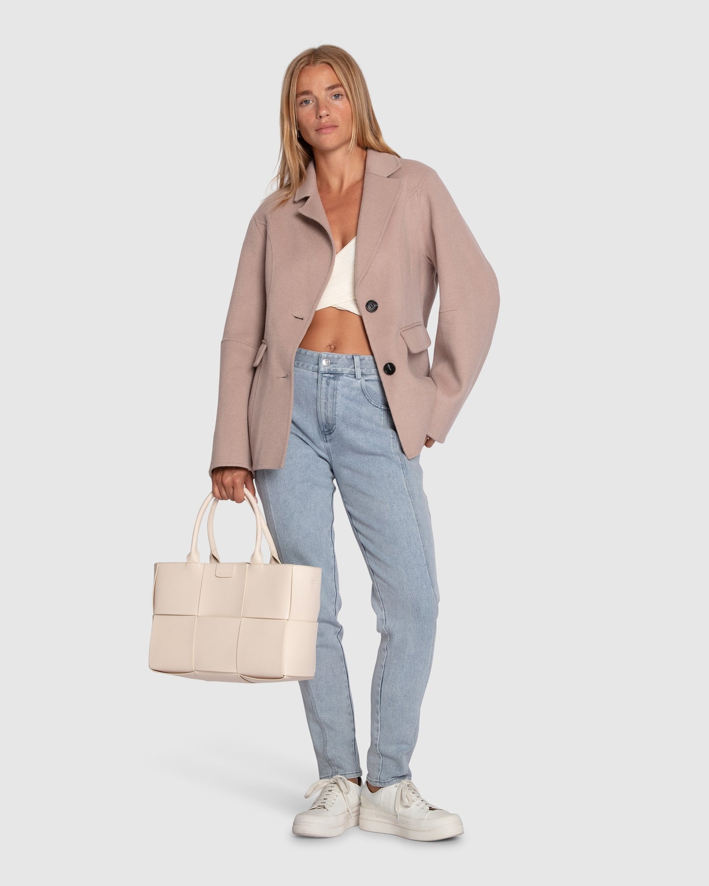 Stuck On You Cinch Waist Coat - Sand
