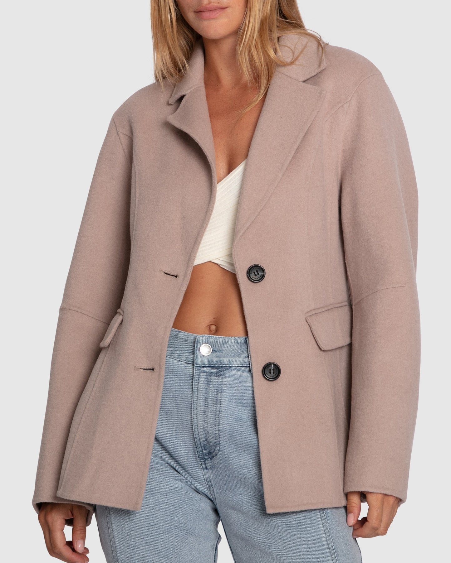 Stuck On You Cinch Waist Coat - Sand