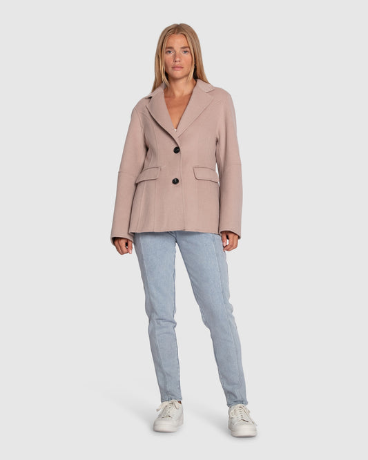 Stuck On You Cinch Waist Coat - Sand