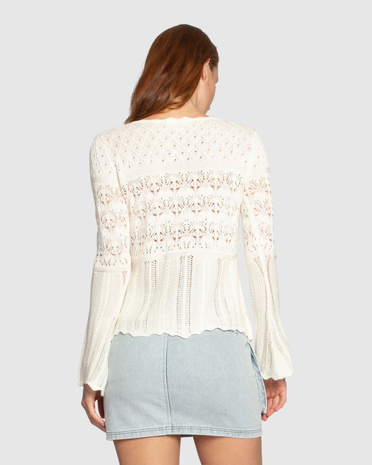 Soft Sands Ruffle Knit Cardigan - Cream