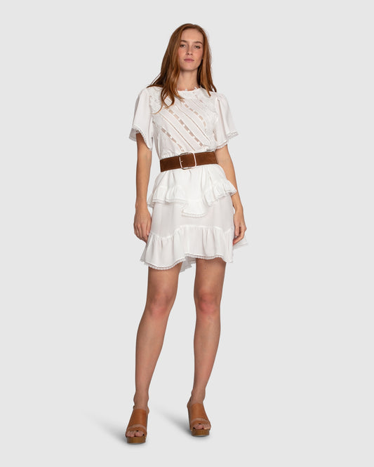 The Softest Spell Ruffle Mini Dress - Off White