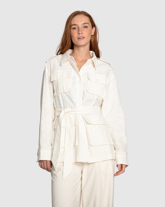 Still Storm Belted Safari Jacket - Cream