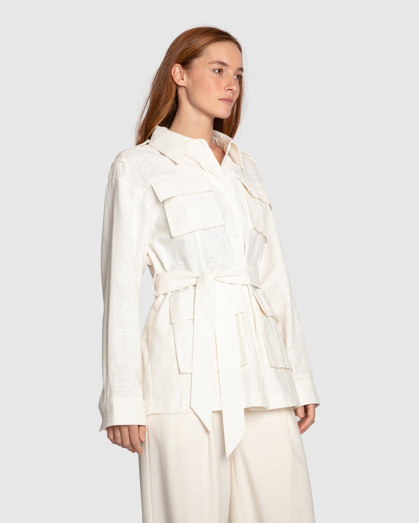 Still Storm Belted Safari Jacket - Cream