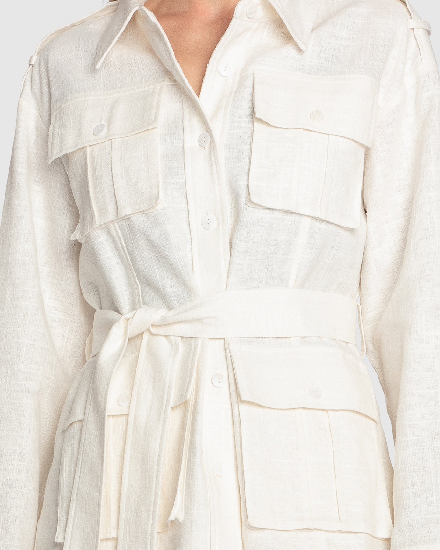 Still Storm Belted Safari Jacket - Cream