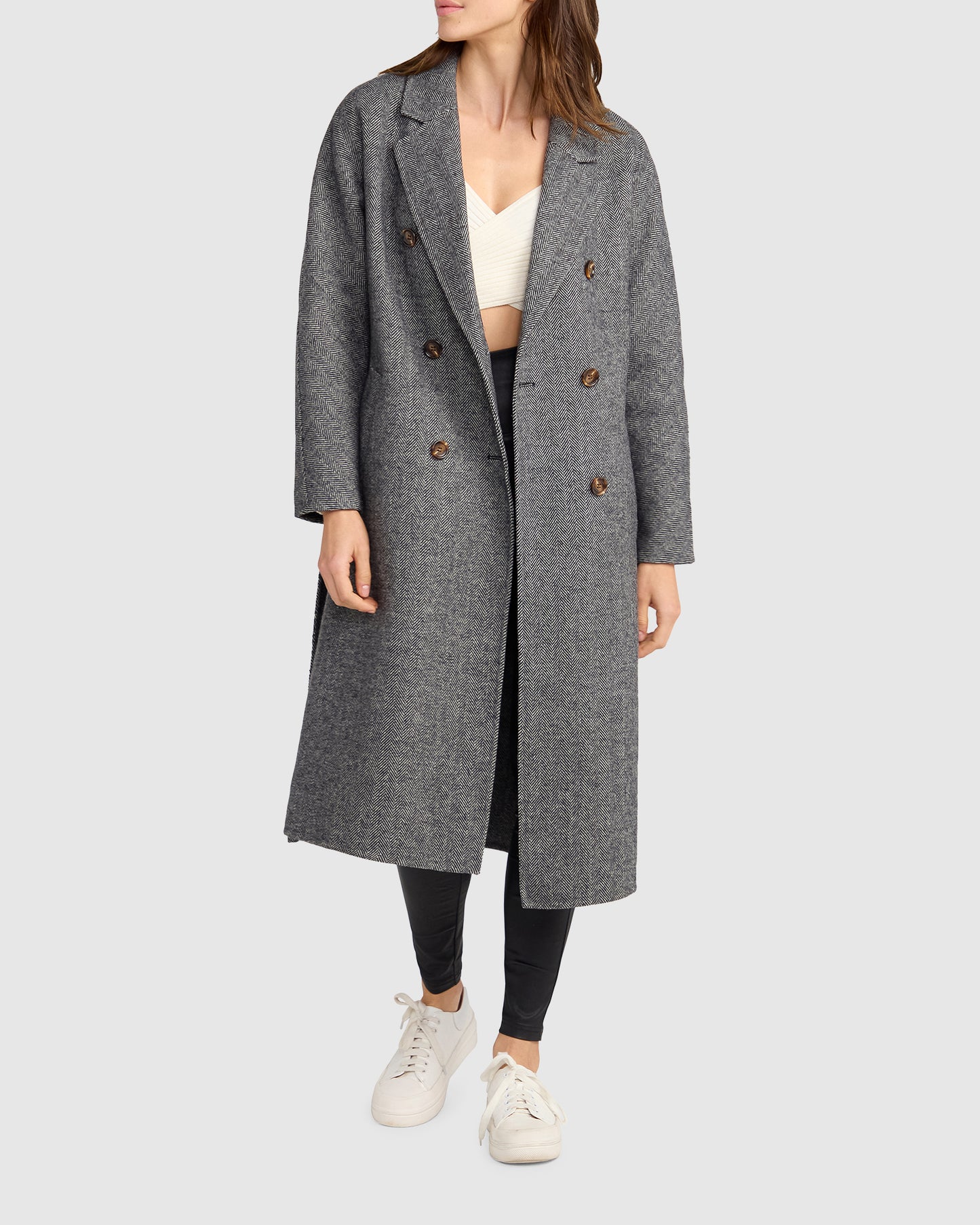 Standing Still Wool Blend Belted Coat - Charcoal