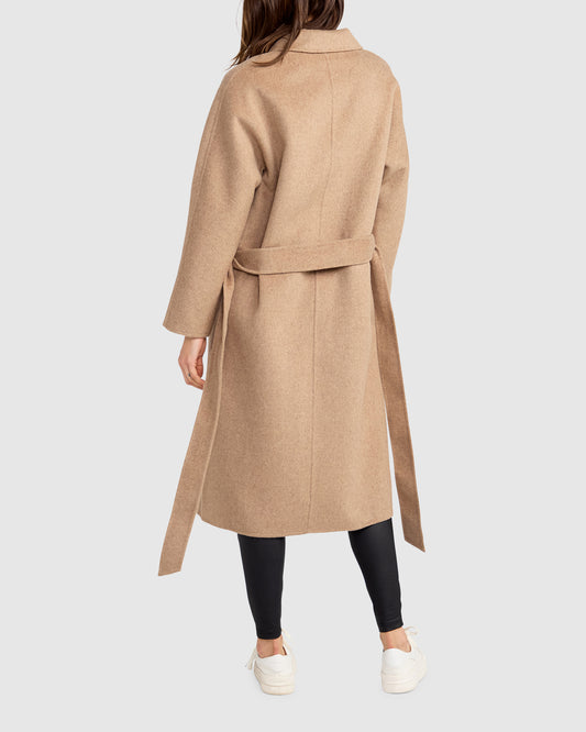 Standing Still Wool Blend Belted Coat - Oat