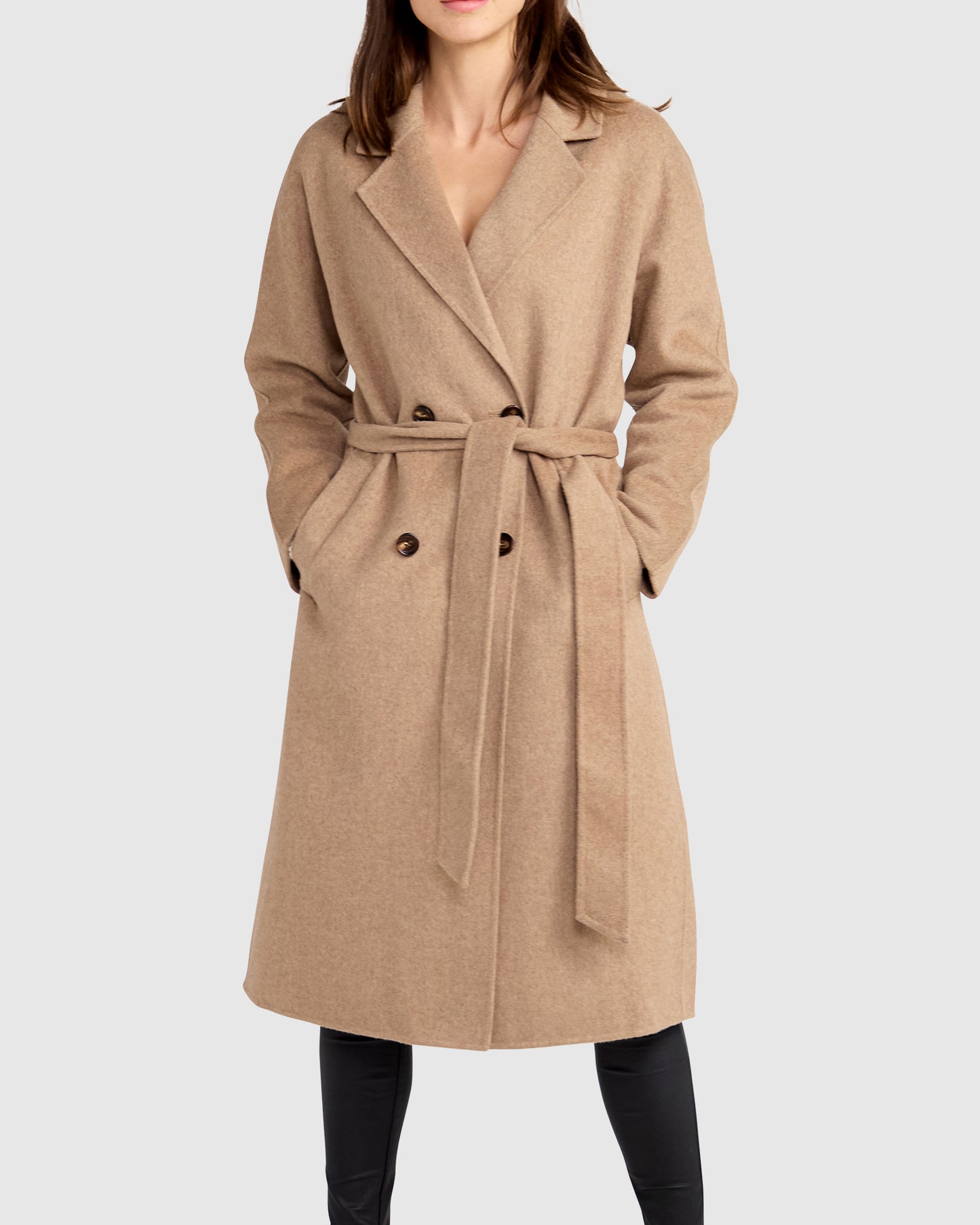 Standing Still Wool Blend Belted Coat - Oat