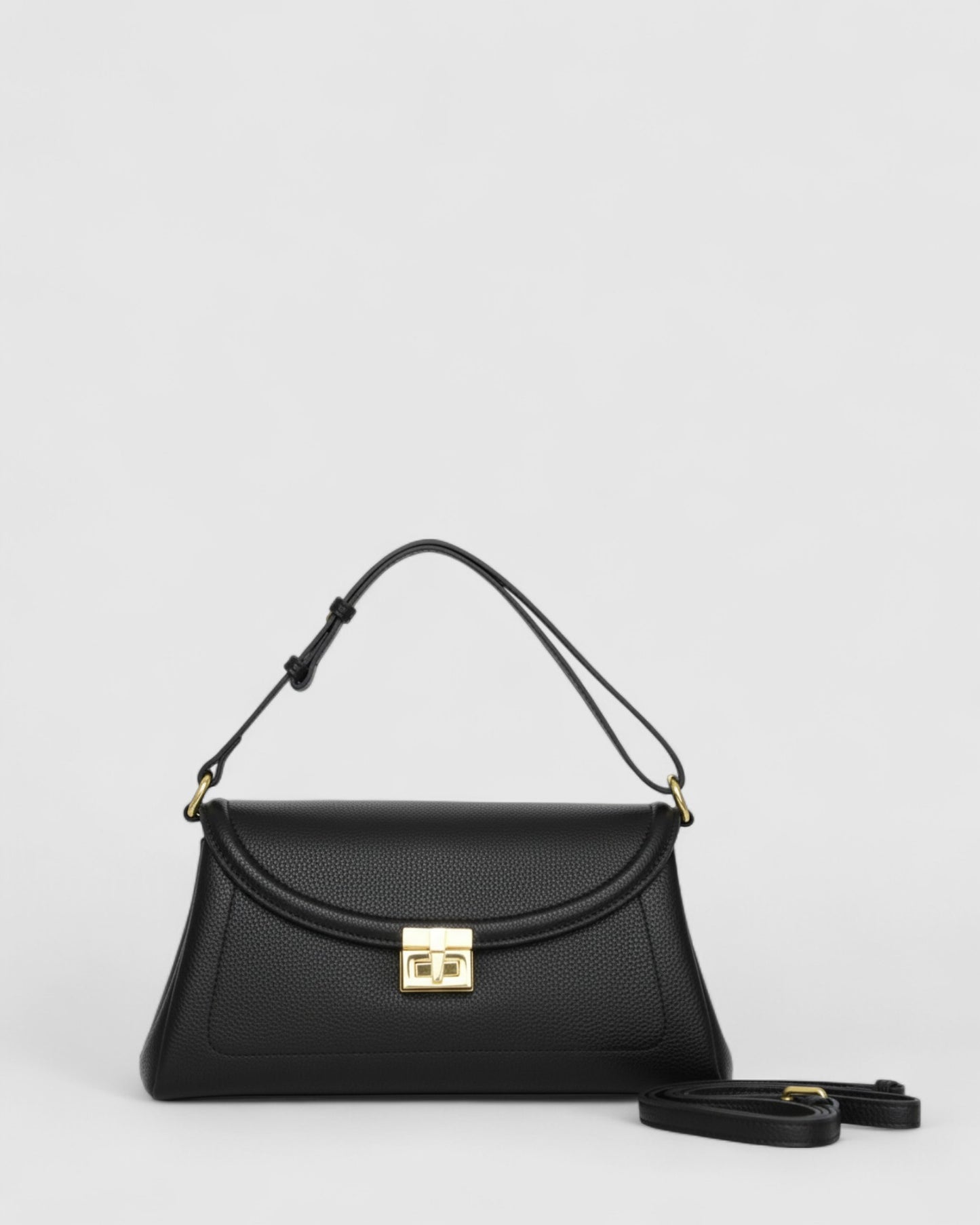 Calista PU Bag with Adjustable Strap - Black