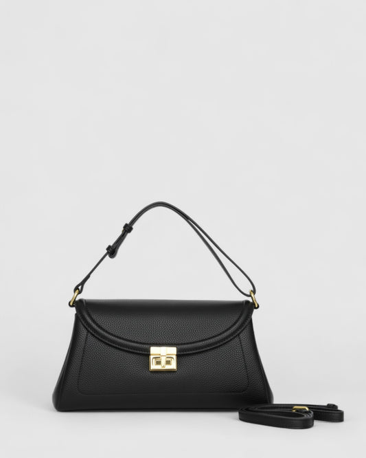 Calista PU Bag with Adjustable Strap - Black