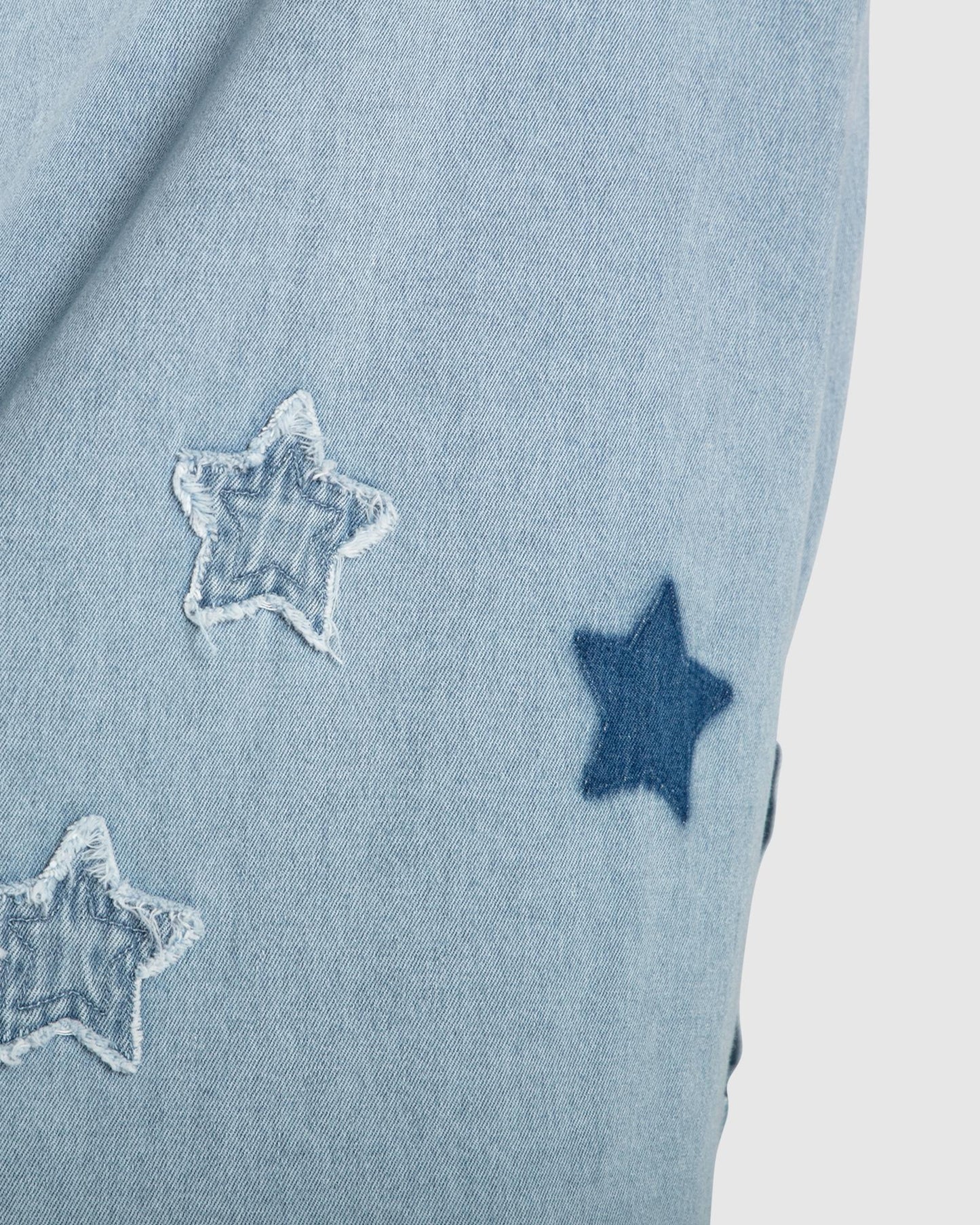 Stargazer Patch Detail Denim Shirt - Stonewash