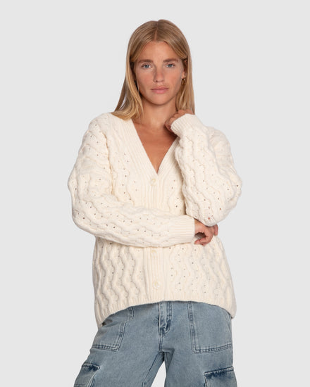Sugar Plum Chunky Cardigan - Cream
