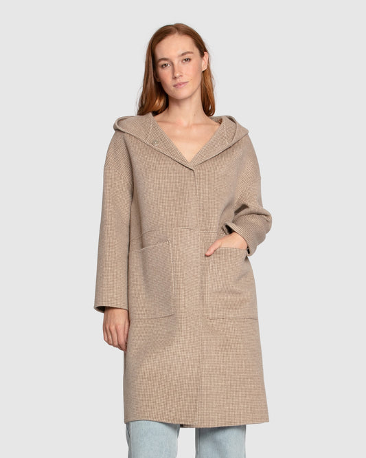 Sunday Morning Wool Blend Hooded Coat - Beige