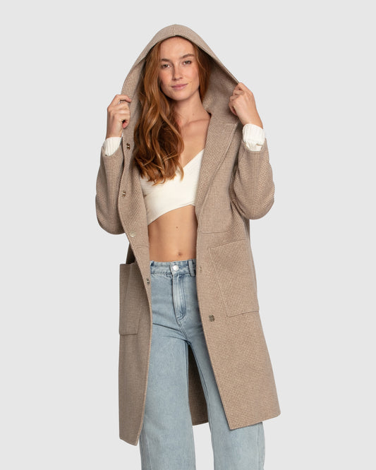 Sunday Morning Wool Blend Hooded Coat - Beige