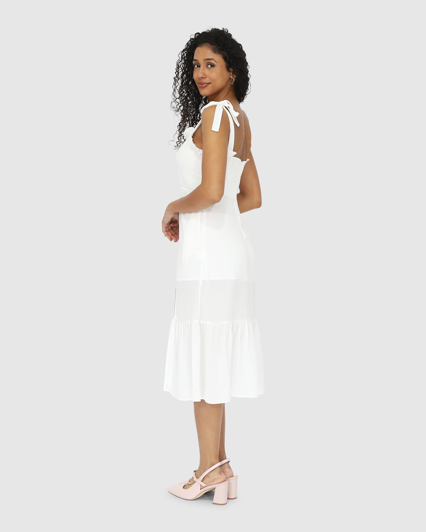 Summer Storm Midi Dress - White