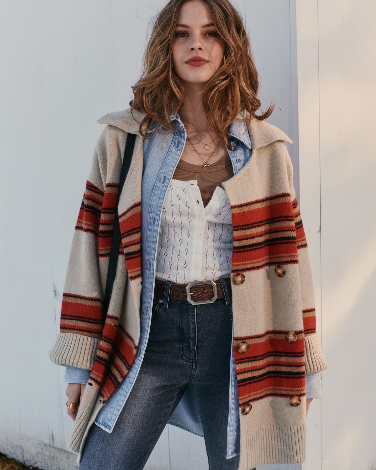 So Many Likes Oversized Knitted Cardi Coat - Stripe