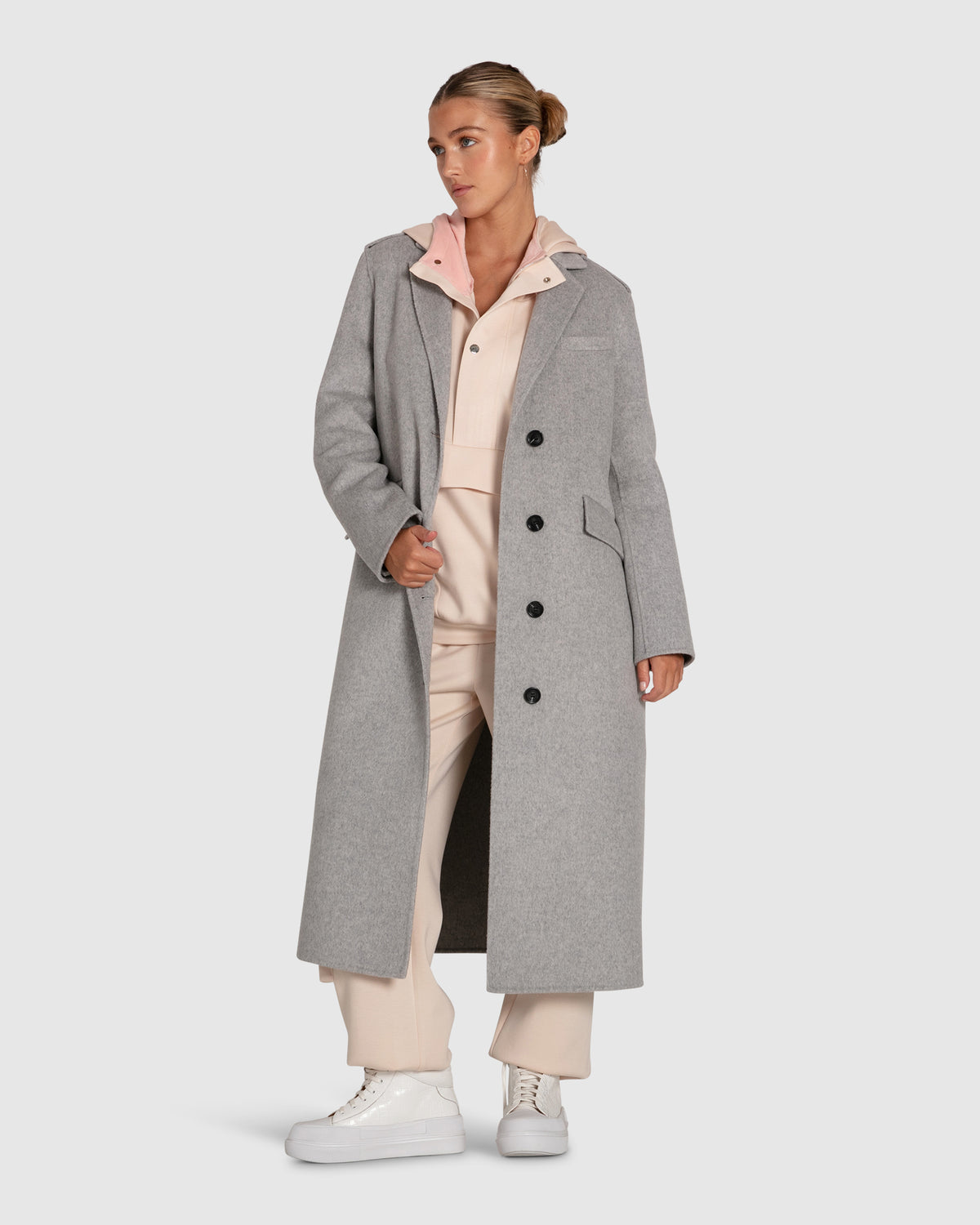 Tainted Love Wool Blend Longline Coat Marle