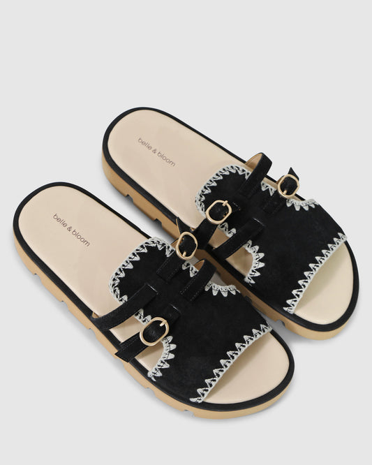 Unconditional Love Suede Slide - Black