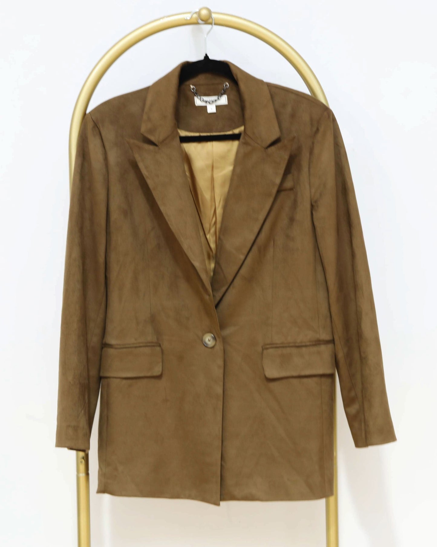 Faux Suede Oversized Blazer - Tan