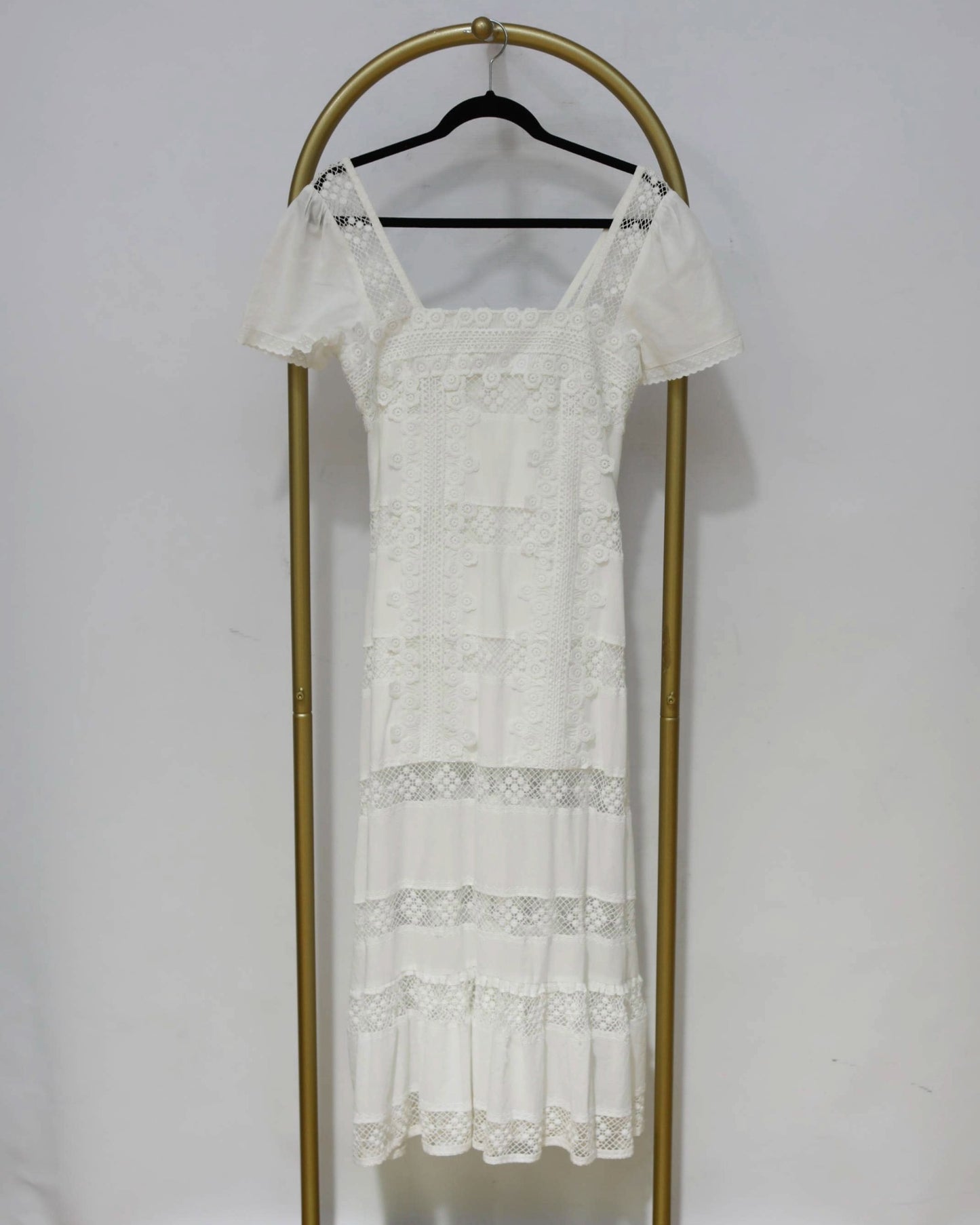 Lace Panel Maxi Dress - Ivory