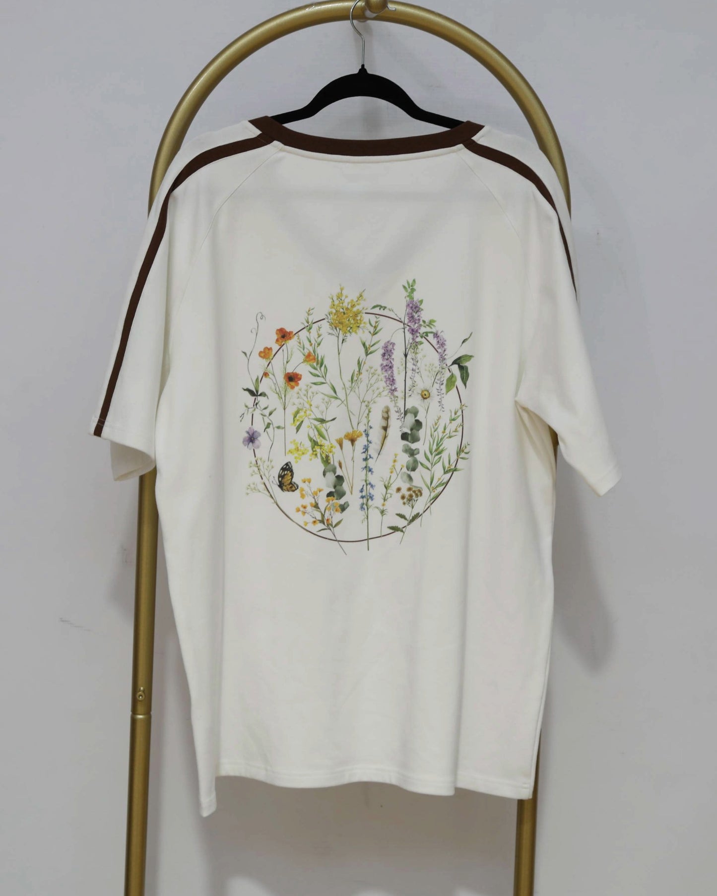 Floral Graphic Oversized T-Shirt - Cream/Chocolate
