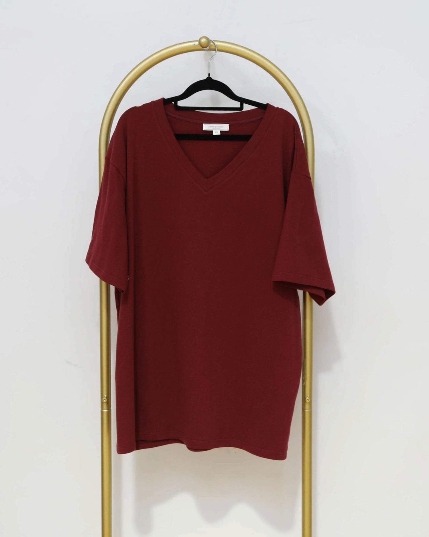 Floral Back Print Oversized T-Shirt – Burgundy