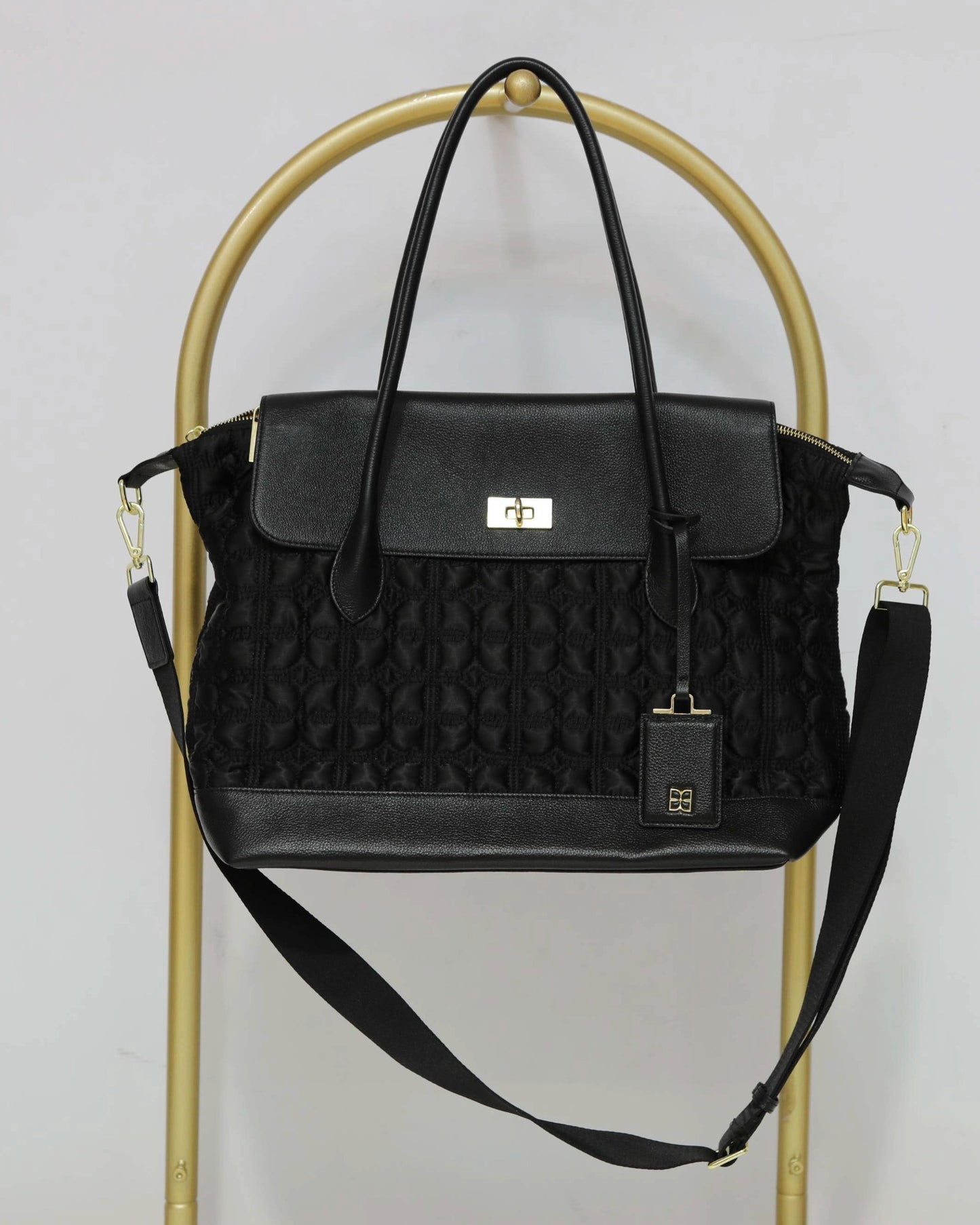 Quilted Weekender Tote Bag – Black
