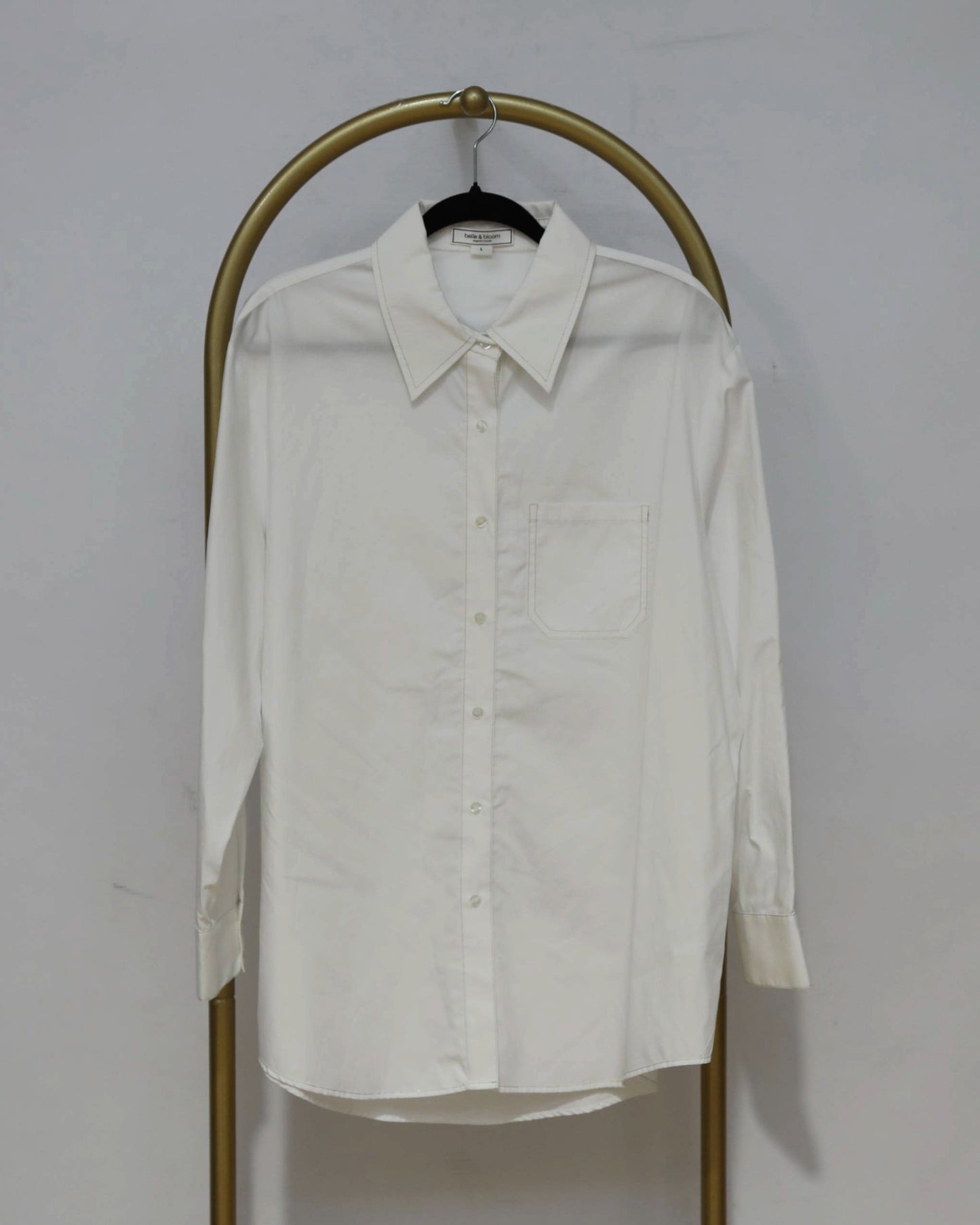 Oversized Cut-Out Button-Up Shirt - White