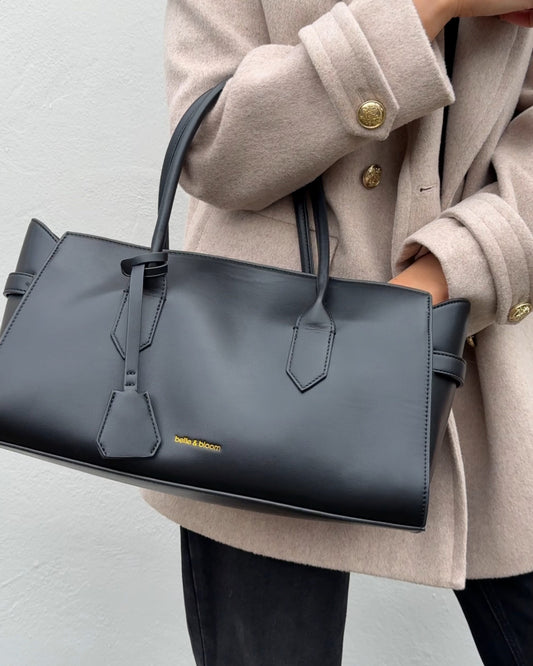 Stream Tote PU Bag - Black