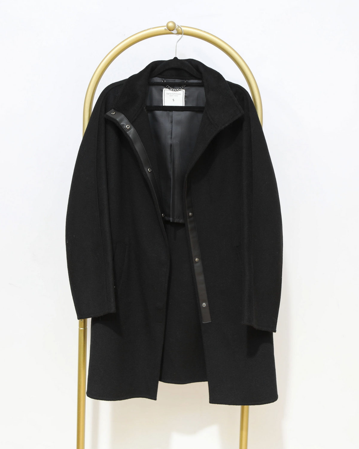 Hooded Cocoon Coat - Black