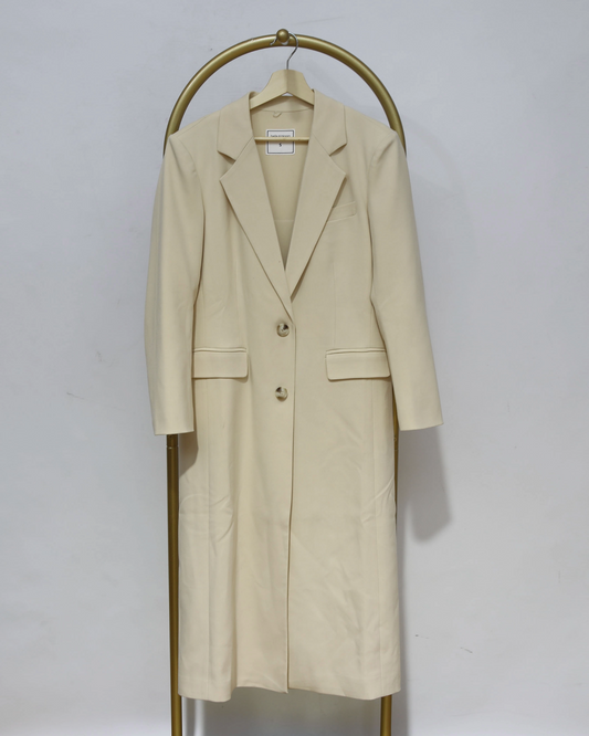 Longline Single-Breasted Coat - Cream