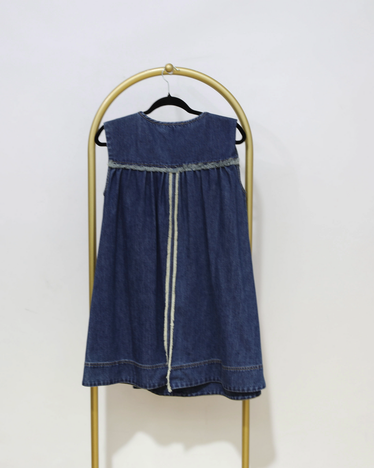 Sleeveless Denim Mini Dress - Blue