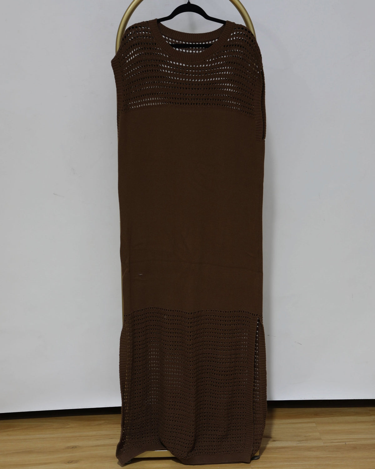 Open Knit Maxi Dress - Chocolate