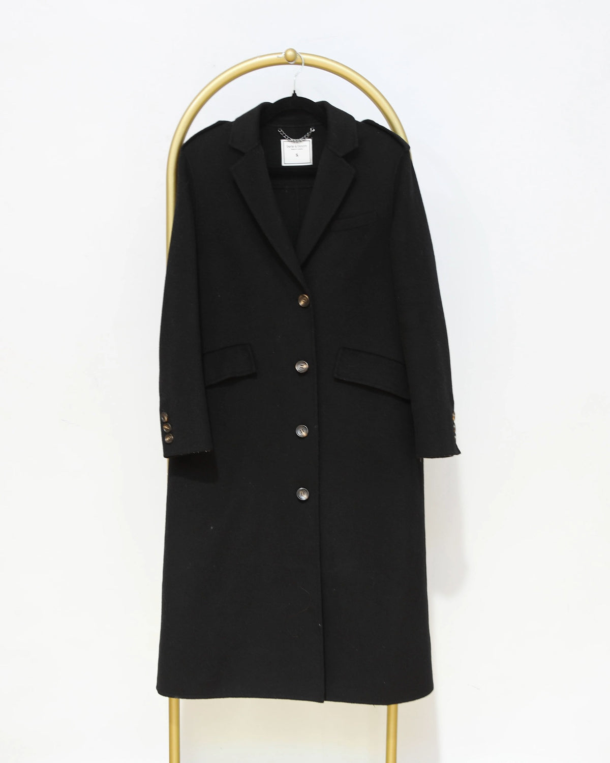 Single-Breasted Maxi Coat - Black