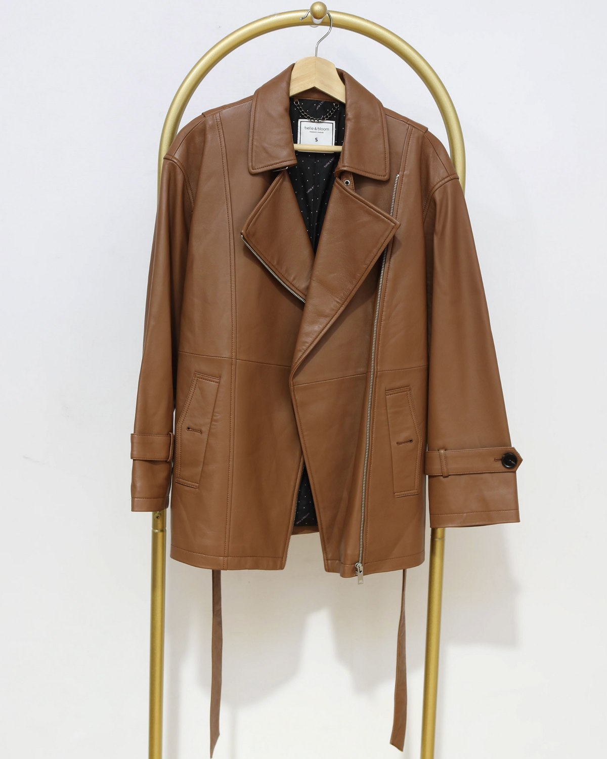 Leather Biker Jacket - Tan