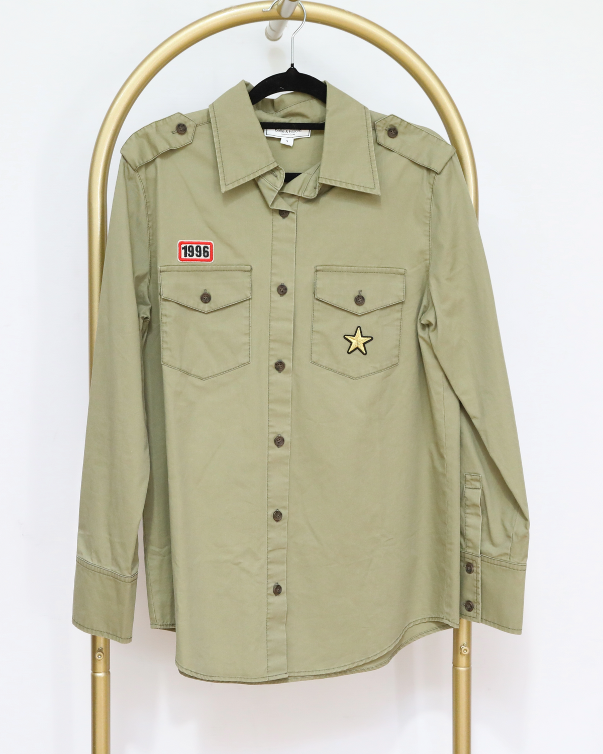 Military Patch Utility Shirt Jacket - Khaki
