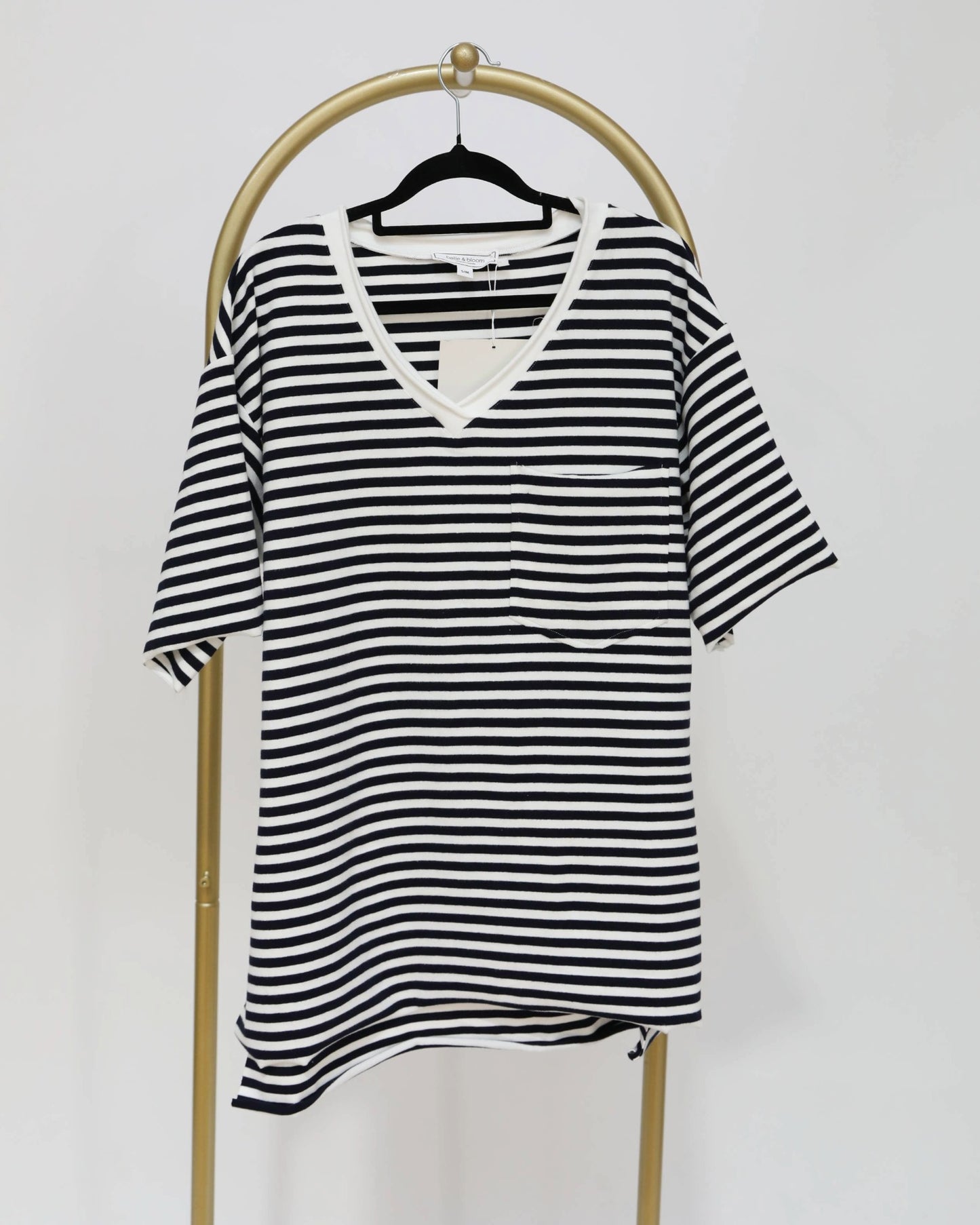 Short Sleeved Striped Tee - Black & White
