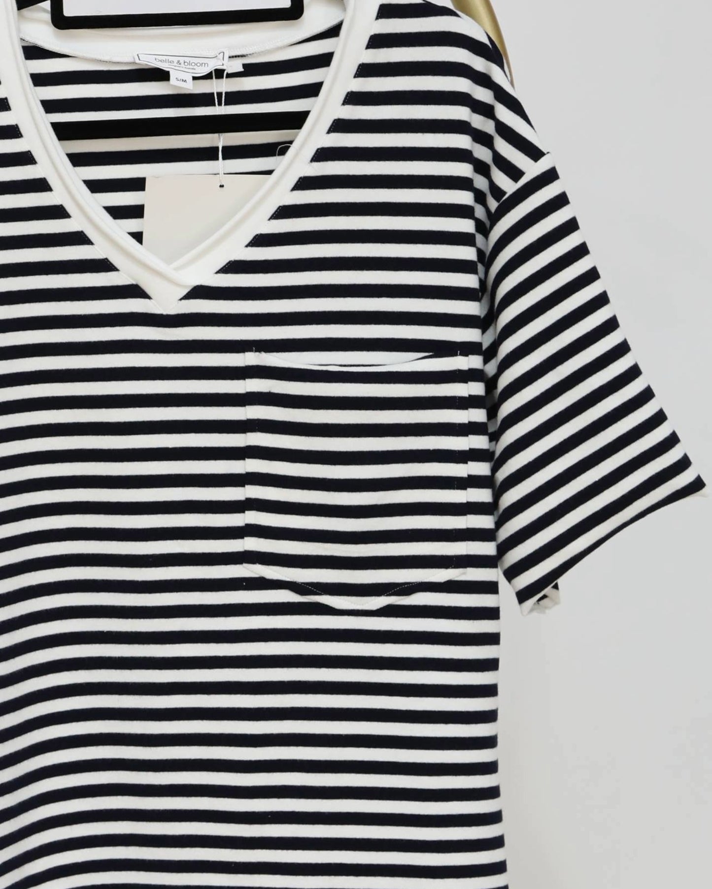 Short Sleeved Striped Tee - Black & White