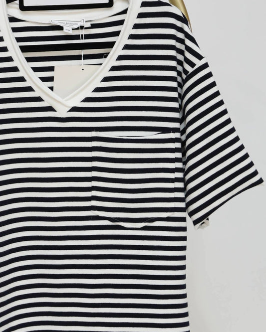Short Sleeved Striped Tee - Black & White