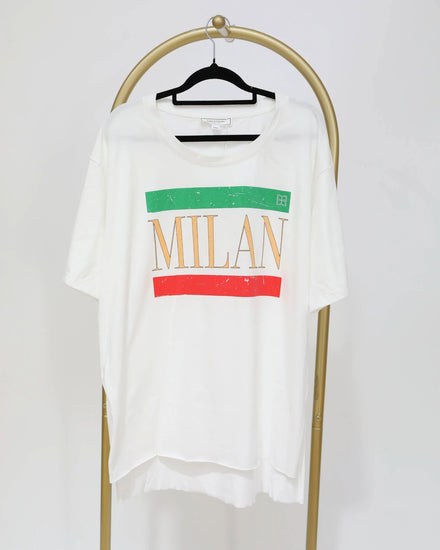 Oversized Printed Milan Tee - White