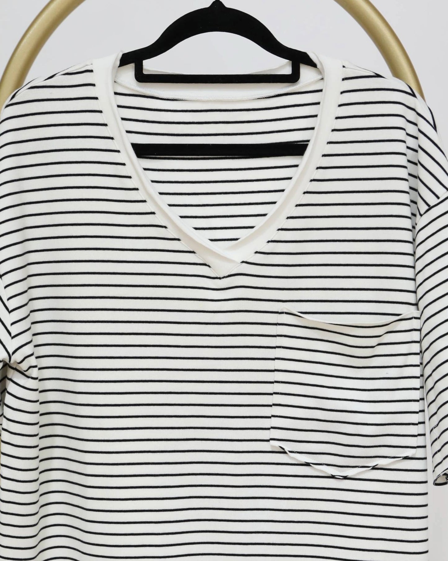 Short Sleeved Striped Tee - White & Black