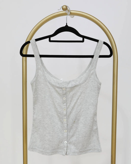 Button Down Tank - Light Grey