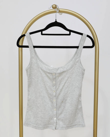 Button Down Tank - Light Grey