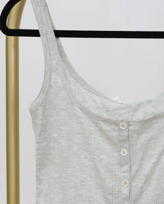 Button Down Tank - Light Grey