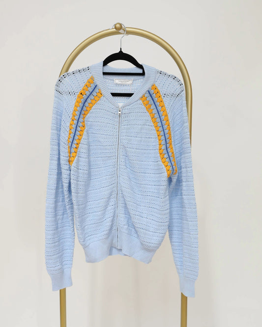 Lightweight Zip Up Knit - Pale Blue